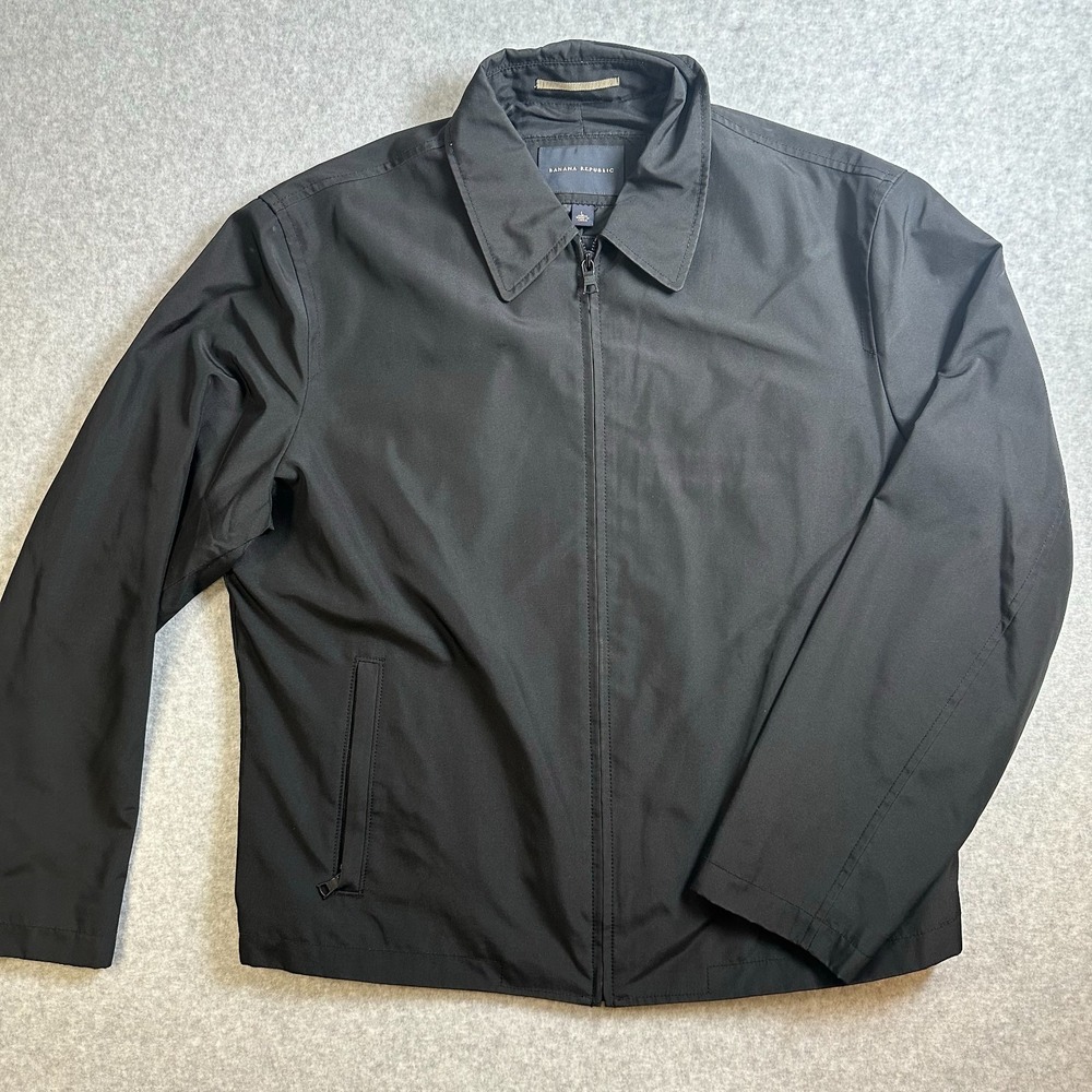 Banana Republic Men's L Black Zip Front Lightweight Jacket Lined Fall Coat
